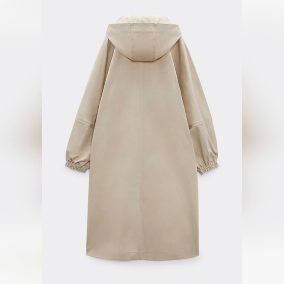 Zara hooded * oversized long camel trench jacket NWT - Picture 4 of 12